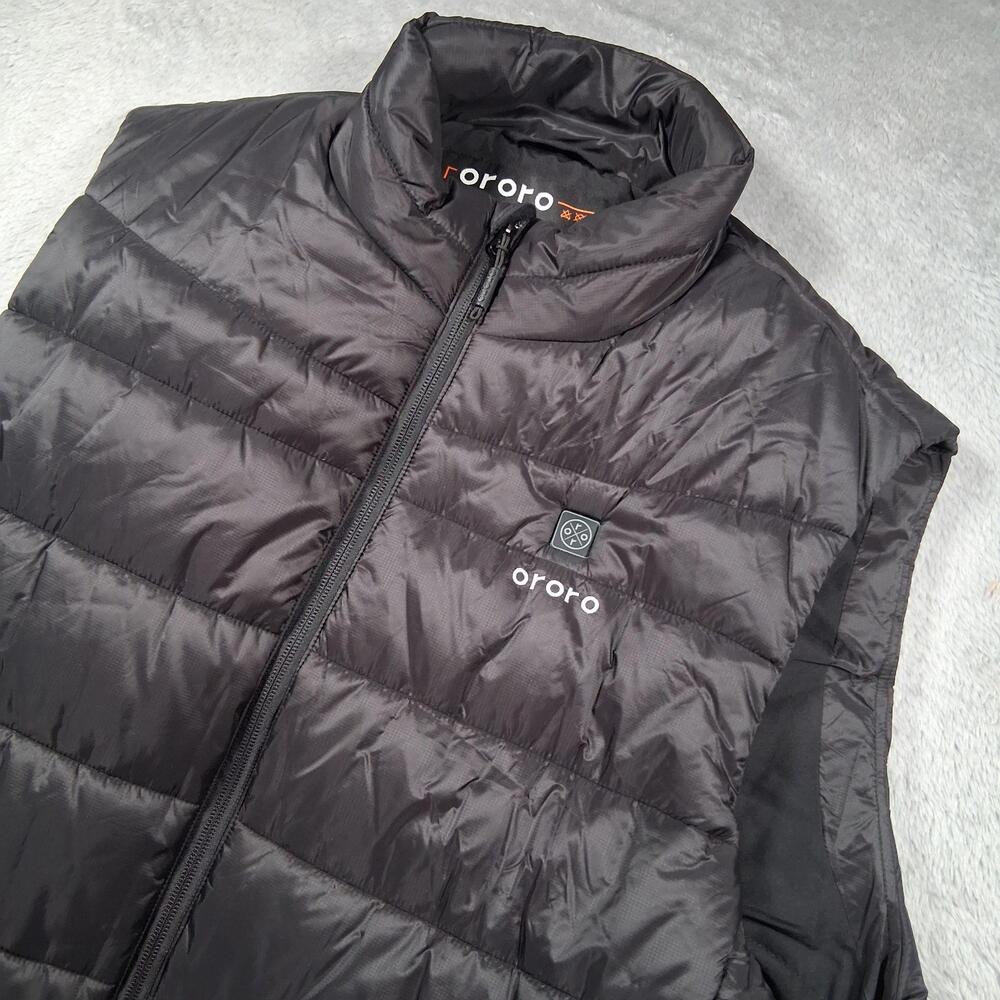 Ororo Vest Mens 2XL Black Heated Quilted Puffer Full Zip Outdoor Hiking